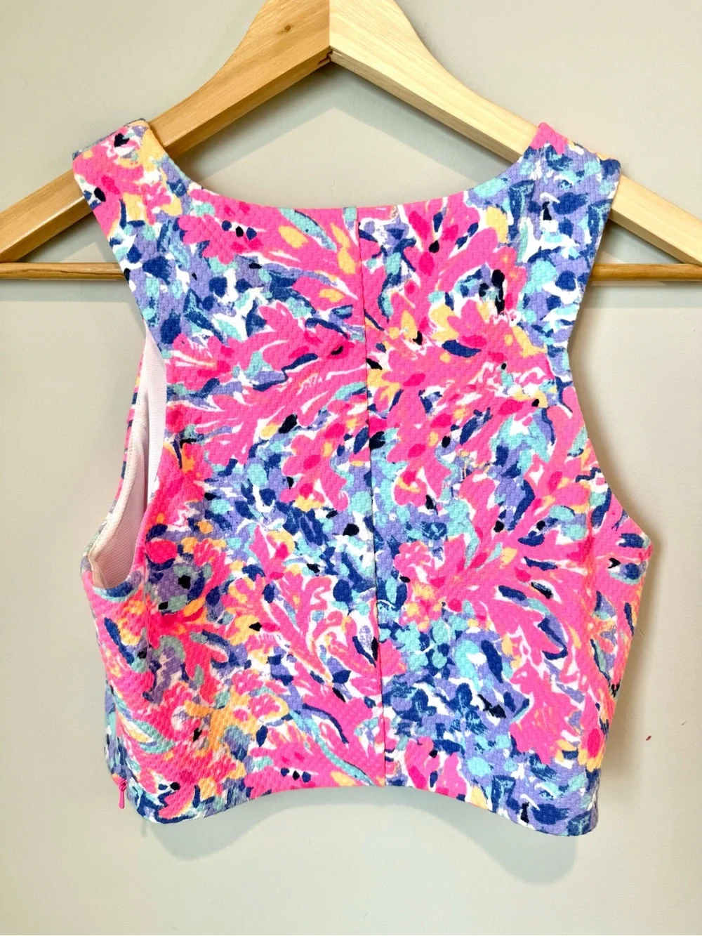 Lilly Pulitzer Mallika Floral Cropped Tank Top - Coco Coral Crab Pink - Picture 4 of 4